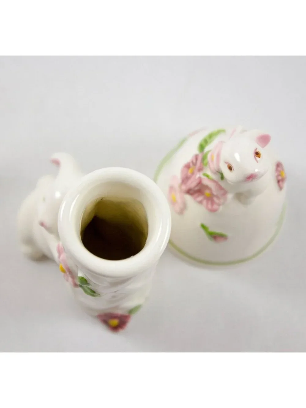 Avon Ceramic Bunny Bell & Bud Vase Vintage 1980's Brazil